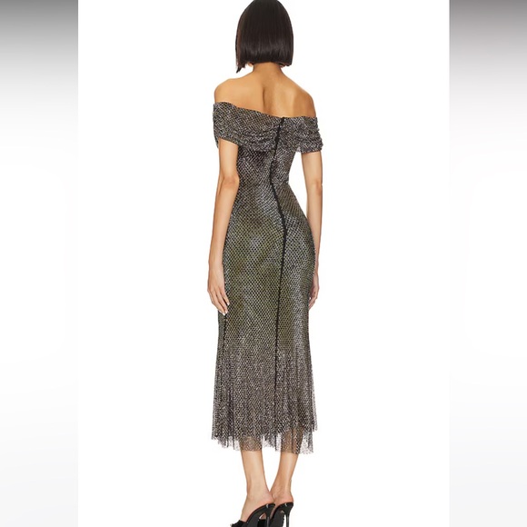 Diamante Midi Dress in Black - Picture 4 of 7